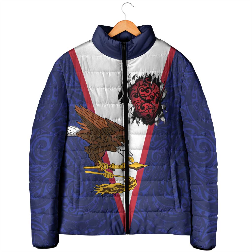 American Samoa Heart Tribal Personalized Padded Jacket Polynesian Patterns LT9 - Polynesian Pride