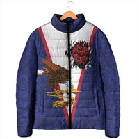 American Samoa Heart Tribal Personalized Padded Jacket Polynesian Patterns LT9 - Polynesian Pride