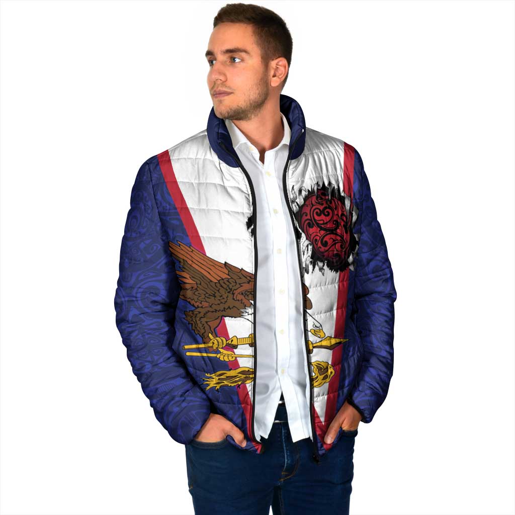 American Samoa Heart Tribal Personalized Padded Jacket Polynesian Patterns LT9 - Polynesian Pride