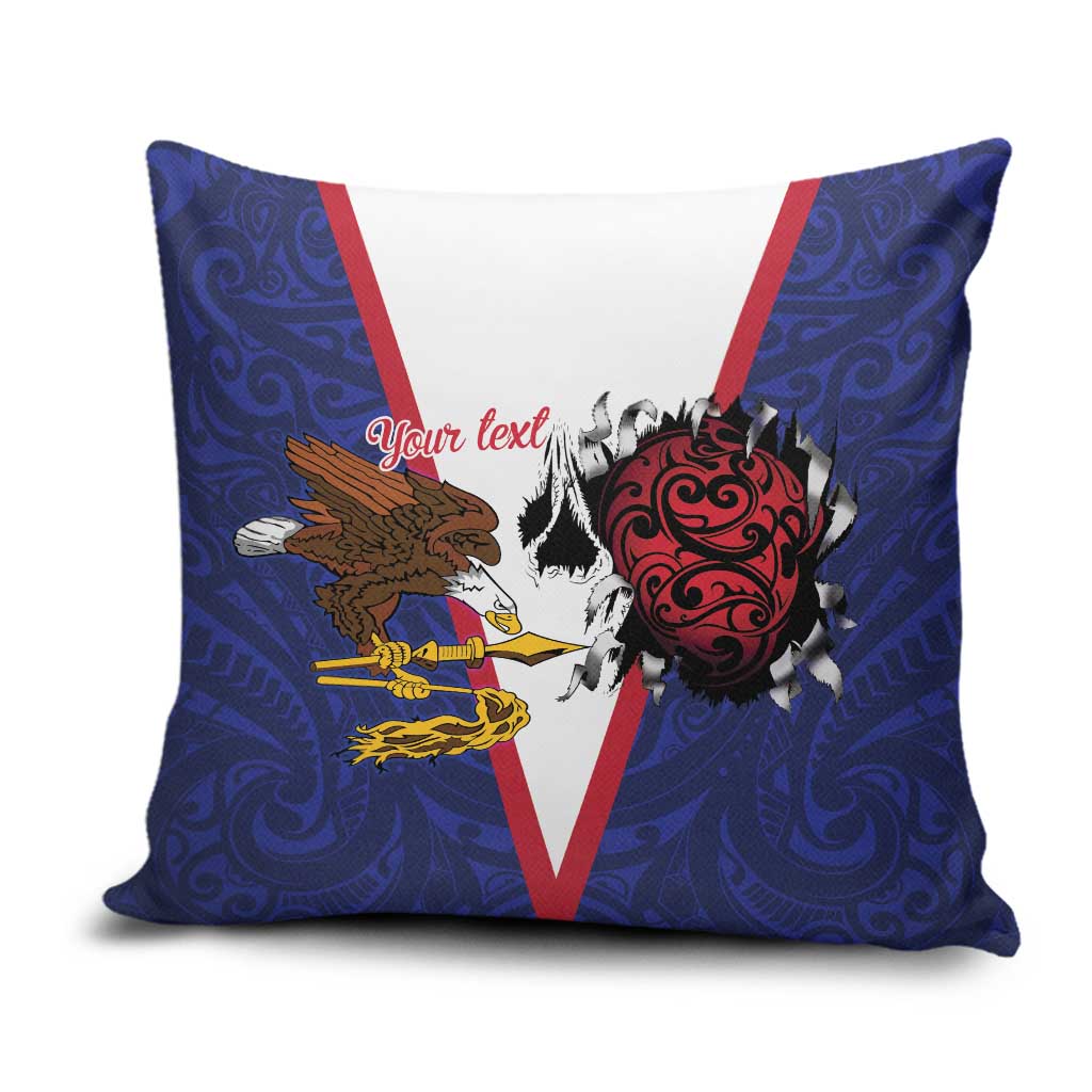 American Samoa Heart Tribal Personalized Pillow Cover Polynesian Patterns LT9 Blue - Polynesian Pride