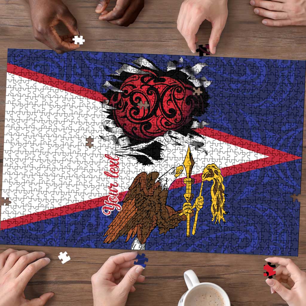 American Samoa Heart Tribal Personalized Puzzle Polynesian Patterns LT9 - Polynesian Pride