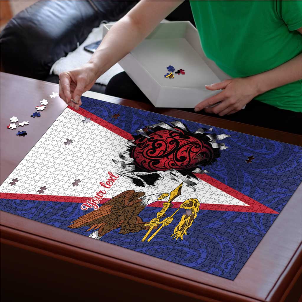 American Samoa Heart Tribal Personalized Puzzle Polynesian Patterns LT9 - Polynesian Pride