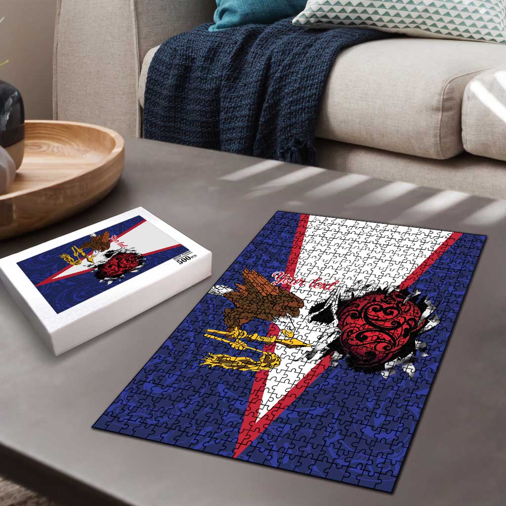 American Samoa Heart Tribal Personalized Puzzle Polynesian Patterns LT9 - Polynesian Pride