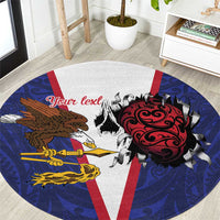 American Samoa Heart Tribal Personalized Round Carpet Polynesian Patterns