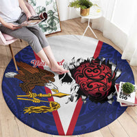 American Samoa Heart Tribal Personalized Round Carpet Polynesian Patterns