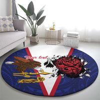 American Samoa Heart Tribal Personalized Round Carpet Polynesian Patterns