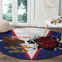 American Samoa Heart Tribal Personalized Round Carpet Polynesian Patterns