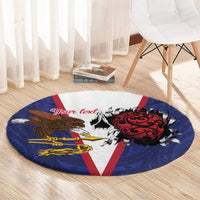 American Samoa Heart Tribal Personalized Round Carpet Polynesian Patterns
