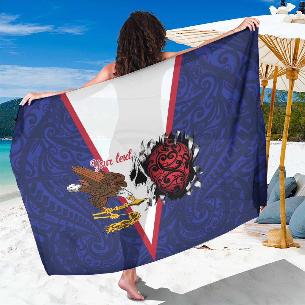 American Samoa Heart Tribal Personalized Sarong Polynesian Patterns LT9 One Size 44 x 66 inches Blue - Polynesian Pride