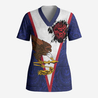 American Samoa Heart Tribal Personalized Scrub Top Polynesian Patterns
