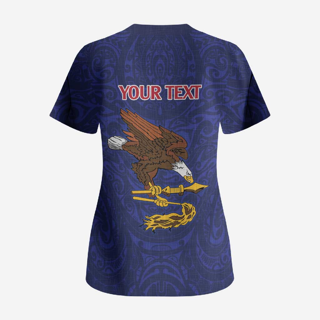 American Samoa Heart Tribal Personalized Scrub Top Polynesian Patterns