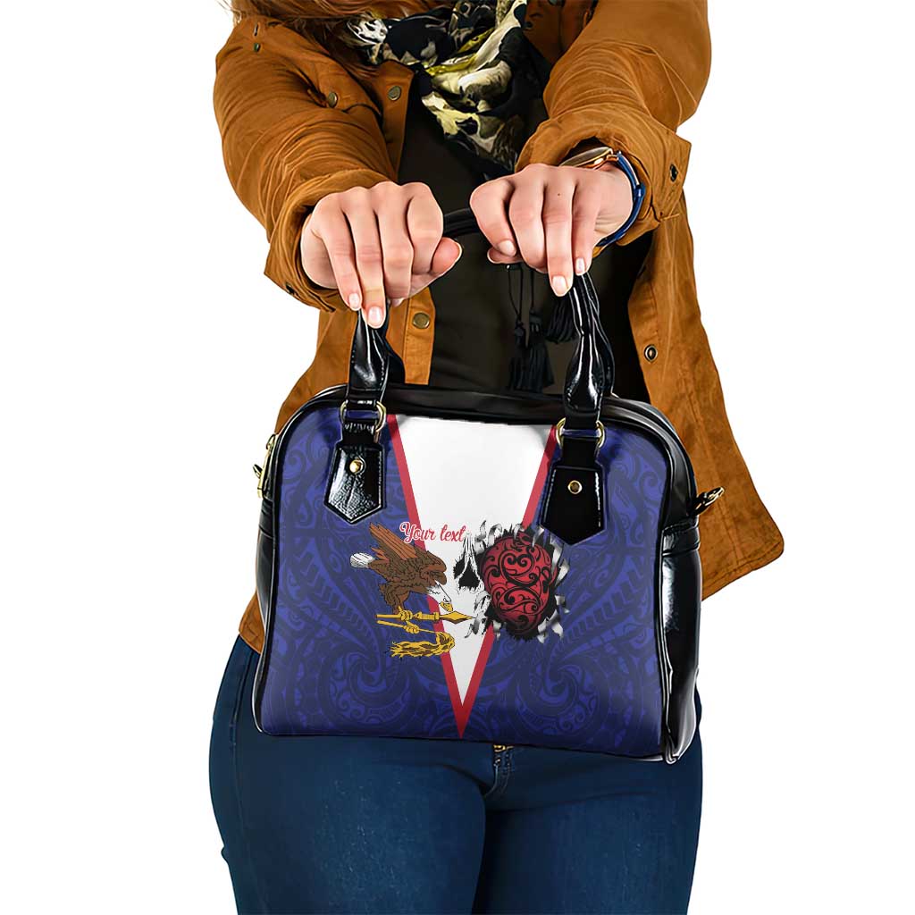 American Samoa Heart Tribal Personalized Shoulder Handbag Polynesian Patterns LT9 One Size Blue - Polynesian Pride