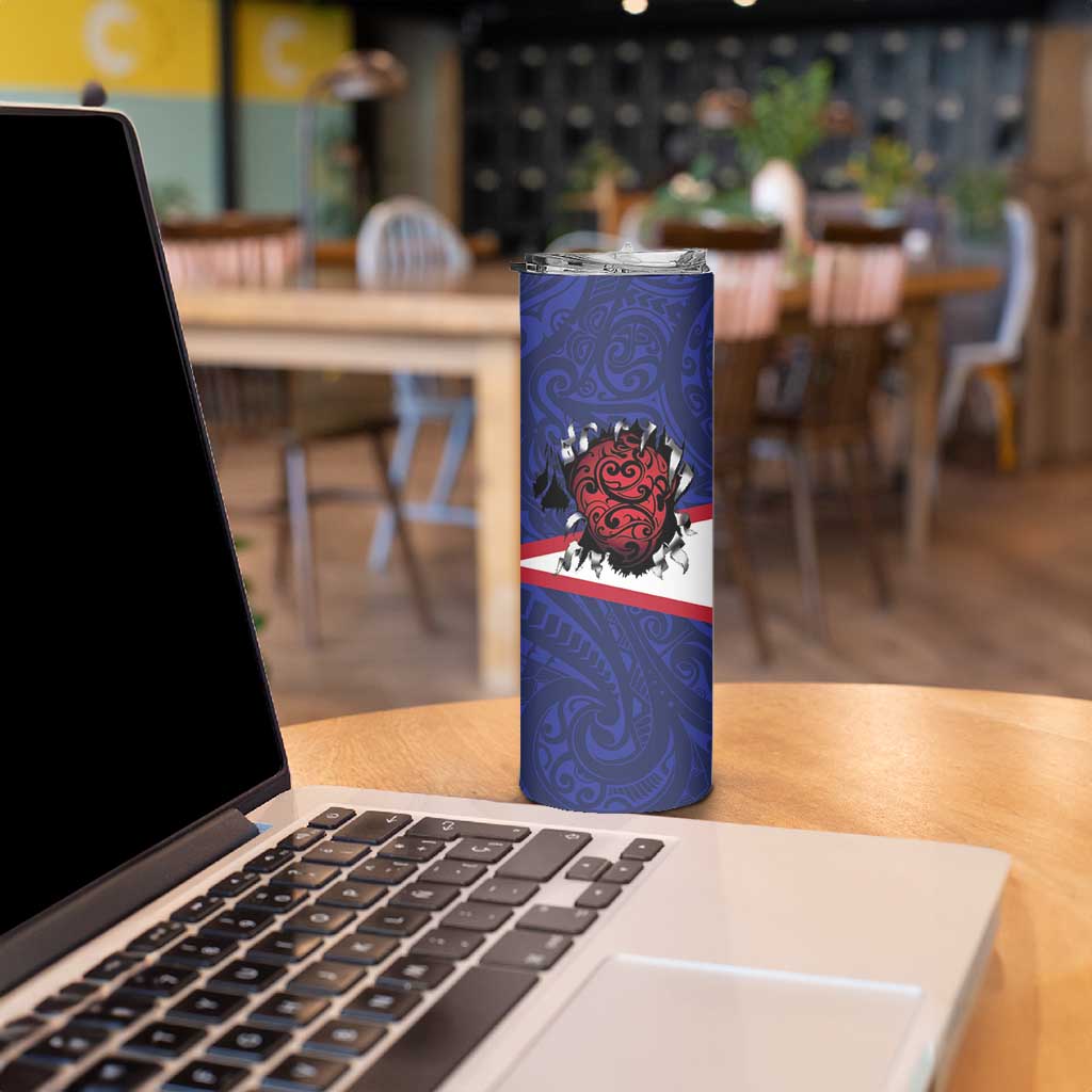 American Samoa Heart Tribal Personalized Skinny Tumbler Polynesian Patterns