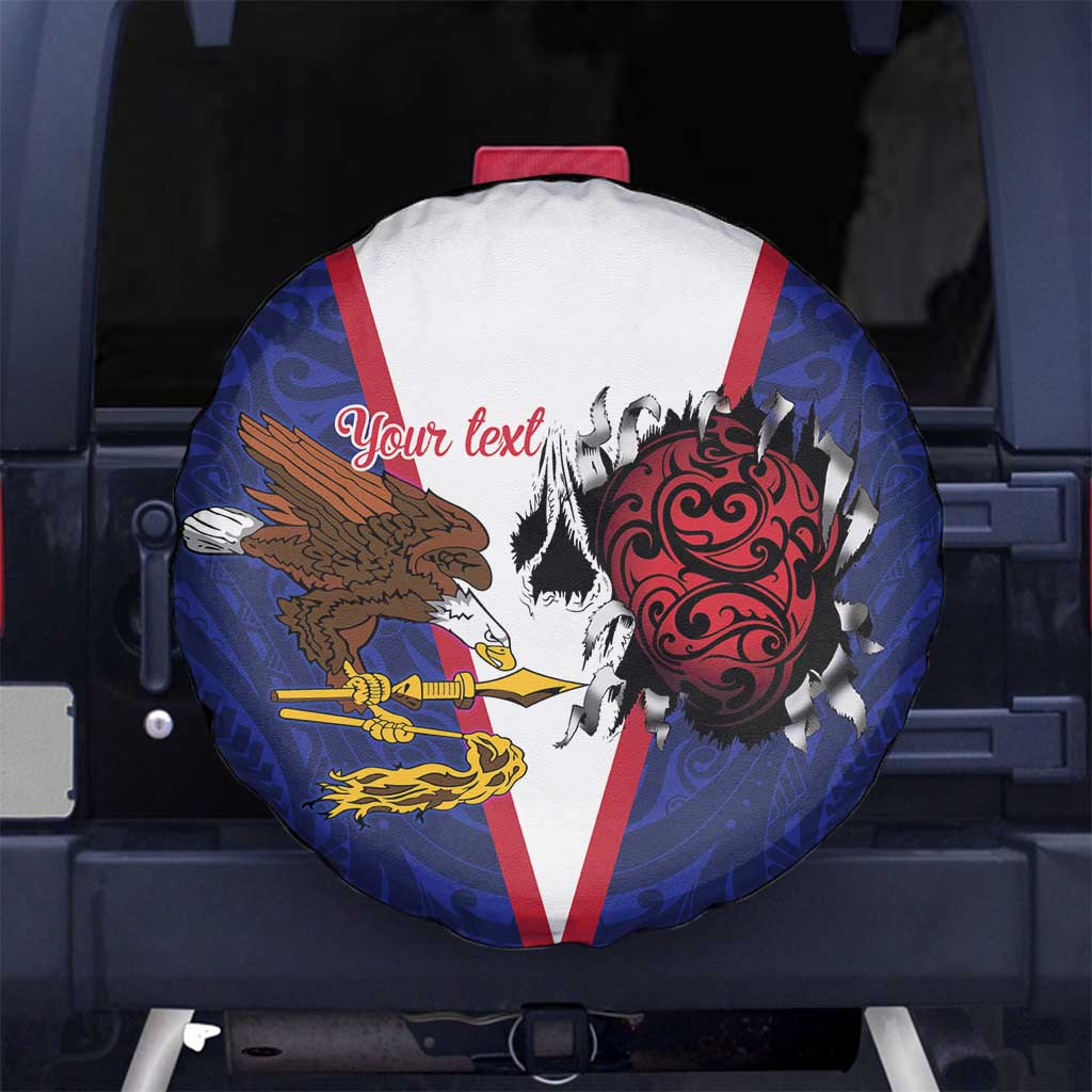 American Samoa Heart Tribal Personalized Spare Tire Cover Polynesian Patterns