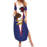 American Samoa Heart Tribal Personalized Summer Maxi Dress Polynesian Patterns LT9 Women Blue - Polynesian Pride