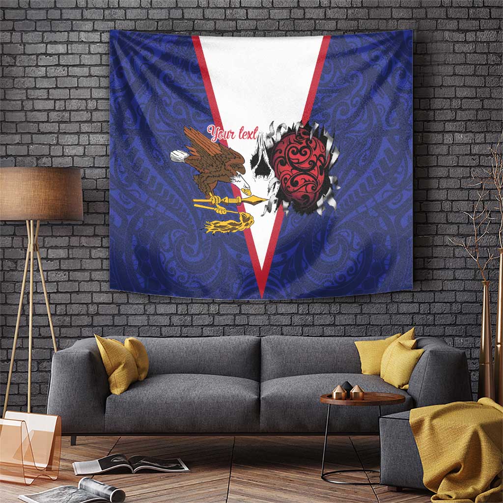 American Samoa Heart Tribal Personalized Tapestry Polynesian Patterns LT9 Blue - Polynesian Pride