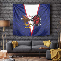 American Samoa Heart Tribal Personalized Tapestry Polynesian Patterns LT9 Blue - Polynesian Pride