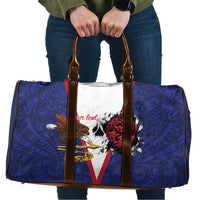 American Samoa Heart Tribal Personalized Travel Bag Polynesian Patterns LT9 Blue - Polynesian Pride