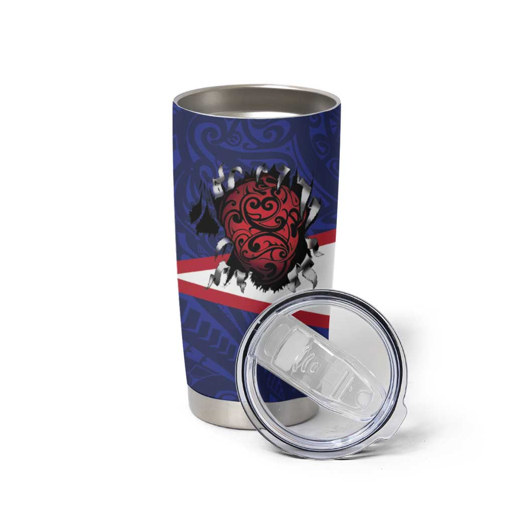 American Samoa Heart Tribal Personalized Tumbler Cup Polynesian Patterns LT9 - Polynesian Pride