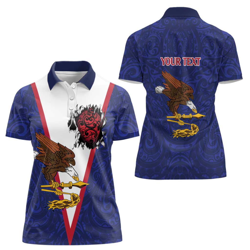 American Samoa Heart Tribal Personalized Women Polo Shirt Polynesian Patterns LT9 - Polynesian Pride
