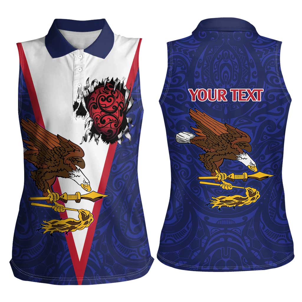 American Samoa Heart Tribal Personalized Women Sleeveless Polo Shirt Polynesian Patterns LT9 - Polynesian Pride