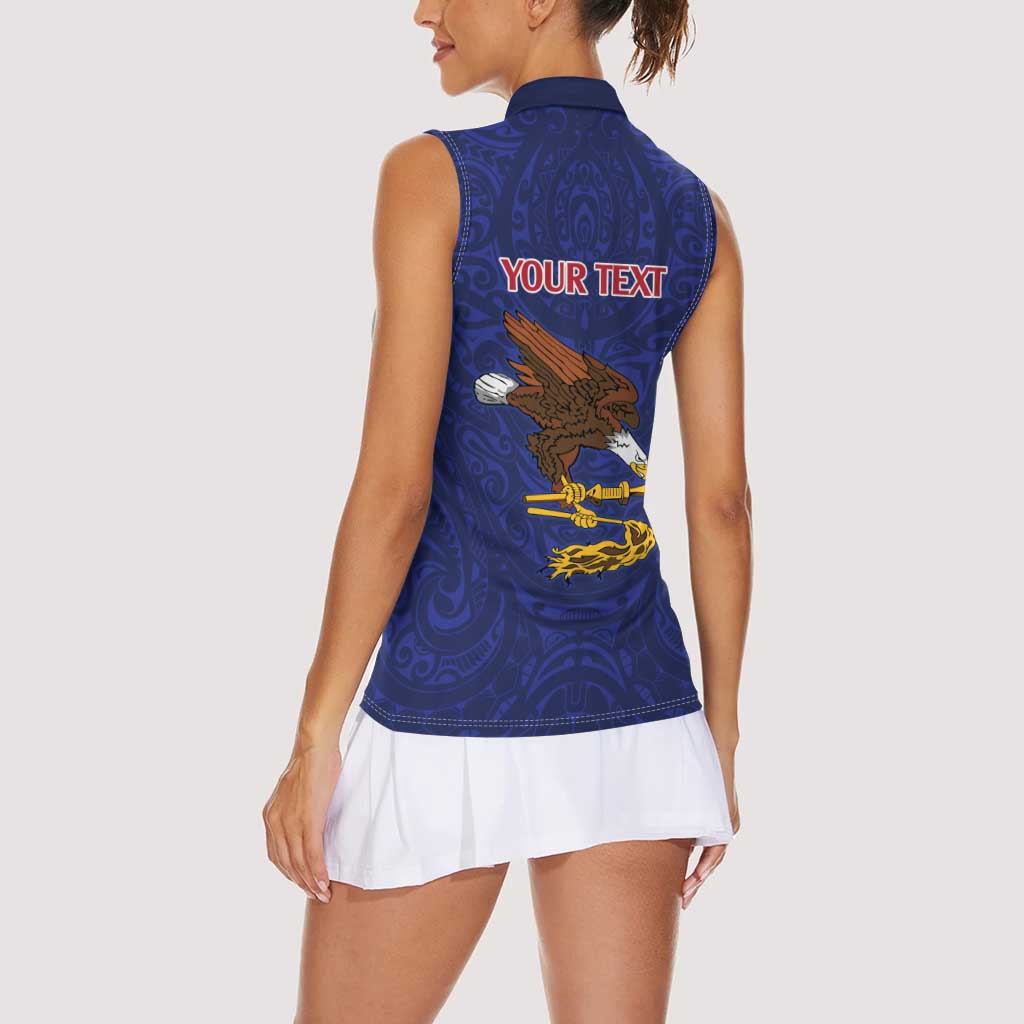 American Samoa Heart Tribal Personalized Women Sleeveless Polo Shirt Polynesian Patterns LT9 - Polynesian Pride