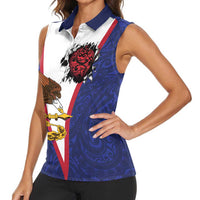 American Samoa Heart Tribal Personalized Women Sleeveless Polo Shirt Polynesian Patterns LT9 - Polynesian Pride