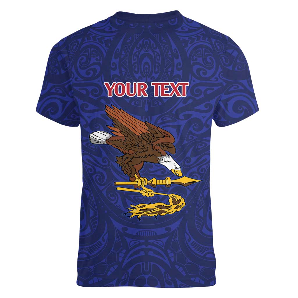American Samoa Heart Tribal Personalized Women V-Neck T-Shirt Polynesian Patterns LT9 - Polynesian Pride