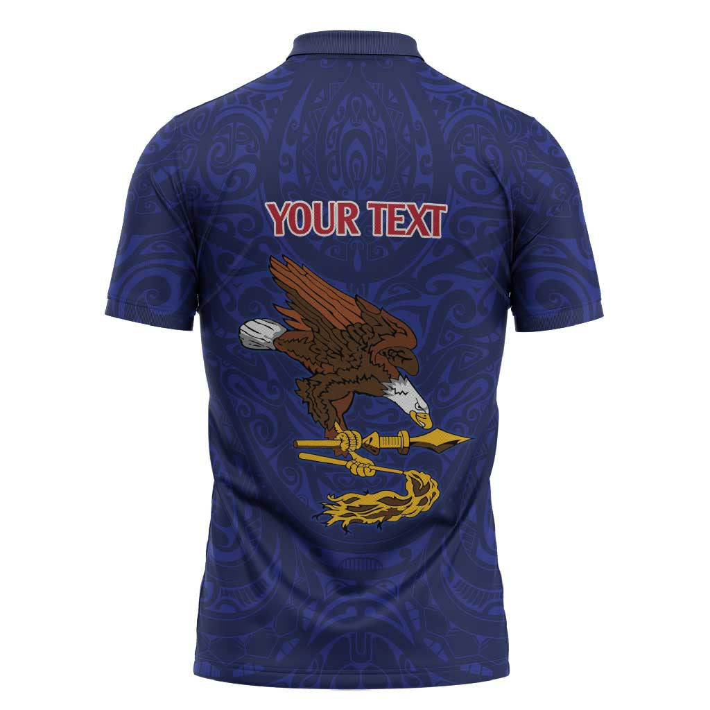 American Samoa Heart Tribal Personalized Zipper Polo Shirt Polynesian Patterns LT9 - Polynesian Pride