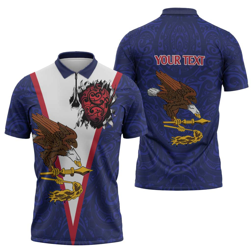 American Samoa Heart Tribal Personalized Zipper Polo Shirt Polynesian Patterns LT9 - Polynesian Pride