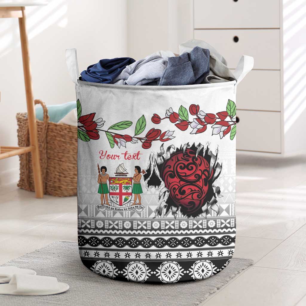 Fiji Heart Tribal Personalised Laundry Basket Polynesian Patterns LT9 White - Polynesian Pride