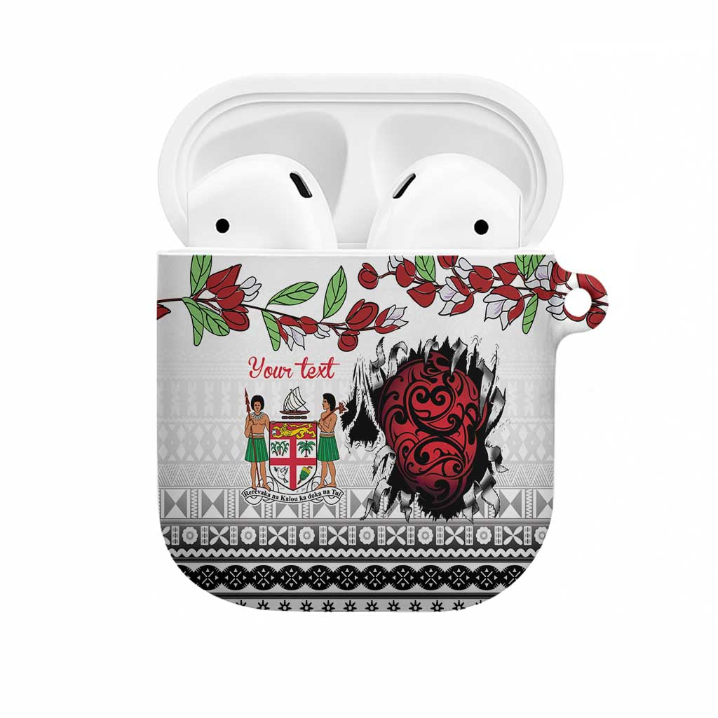 Fiji Heart Tribal Personalised AirPods Case Polynesian Patterns LT9 White - Polynesian Pride