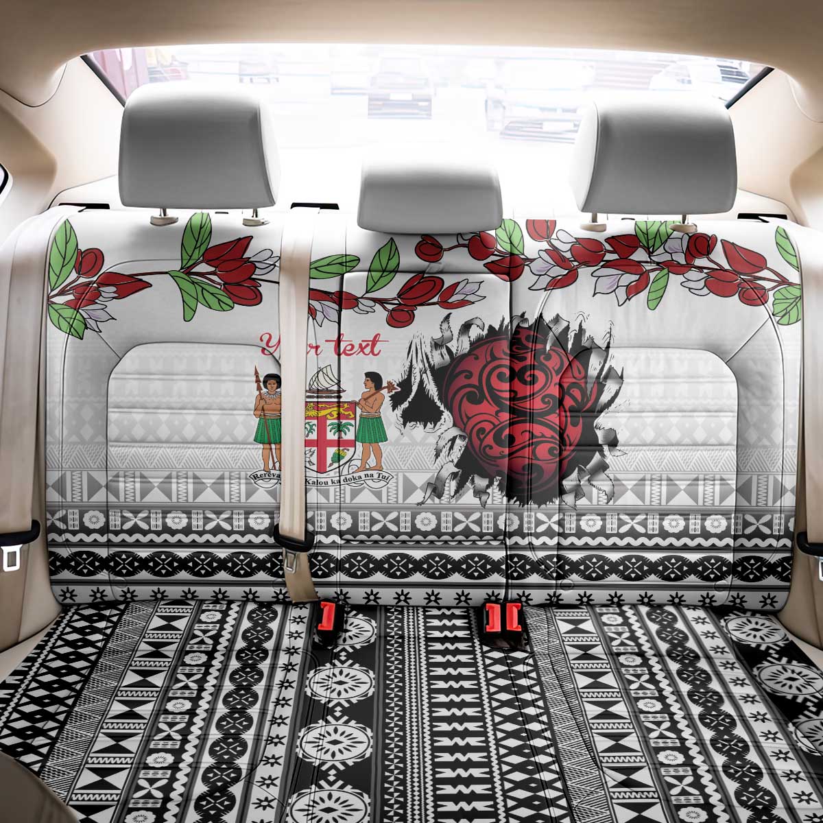Fiji Heart Tribal Personalised Back Car Seat Cover Polynesian Patterns LT9 - Polynesian Pride