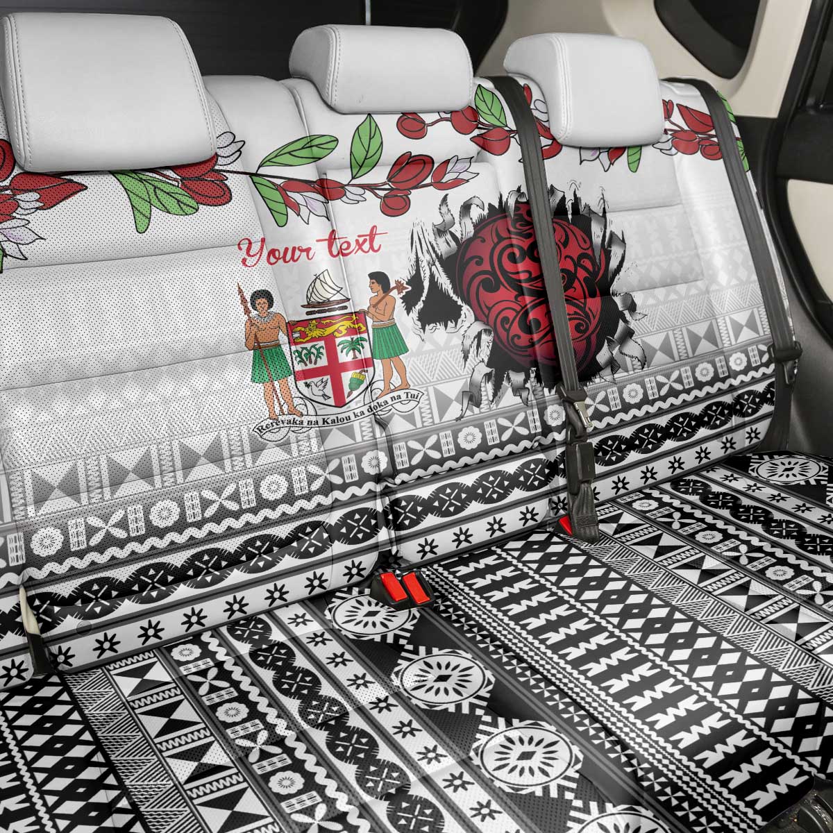 Fiji Heart Tribal Personalised Back Car Seat Cover Polynesian Patterns LT9 - Polynesian Pride