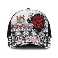 Fiji Heart Tribal Personalised Baseball Net Cap Polynesian Patterns LT9 One Size Black White - Polynesian Pride