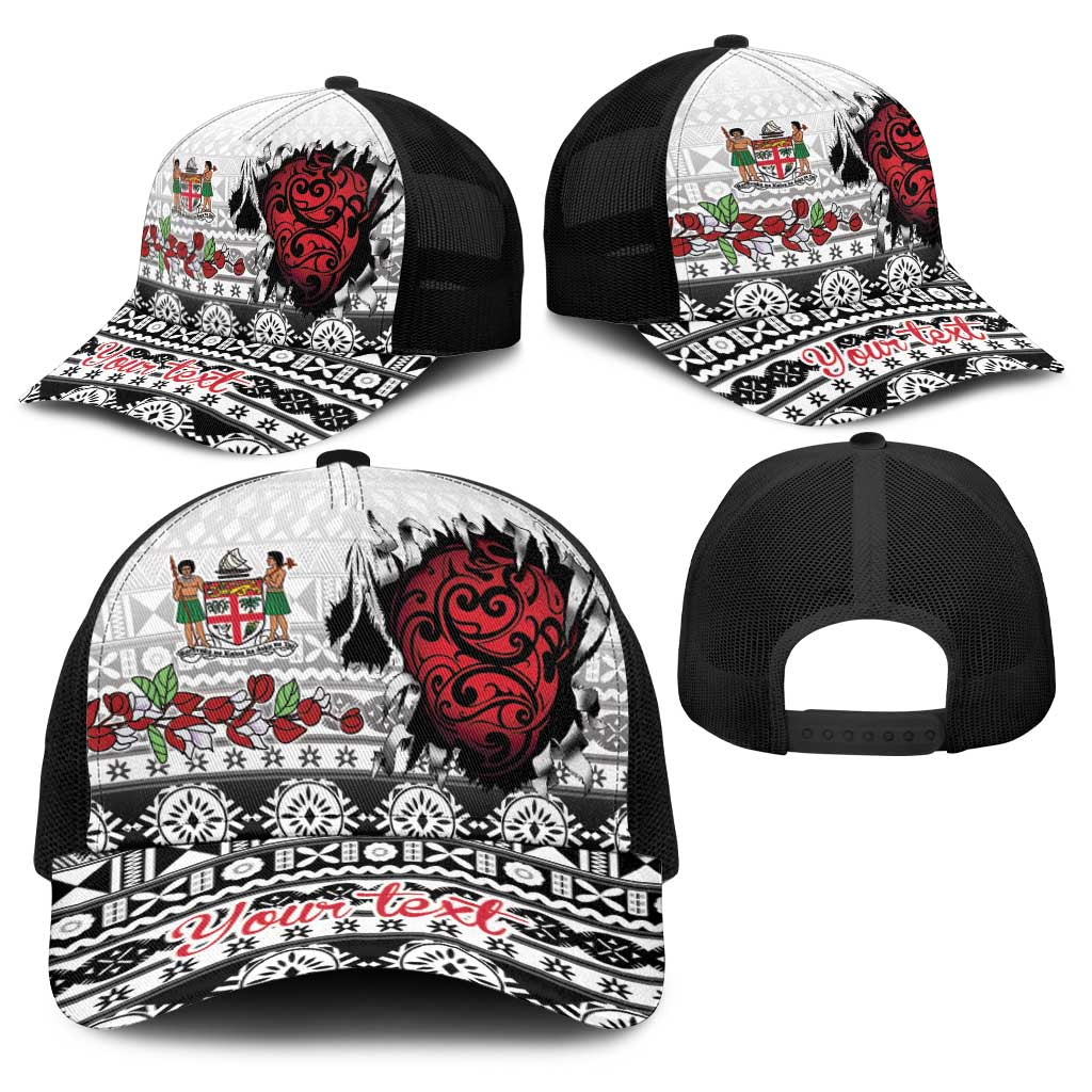 Fiji Heart Tribal Personalised Baseball Net Cap Polynesian Patterns LT9 - Polynesian Pride