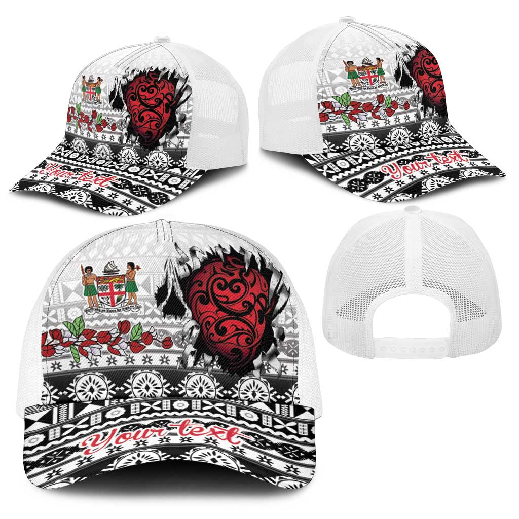 Fiji Heart Tribal Personalised Baseball Net Cap Polynesian Patterns LT9 - Polynesian Pride