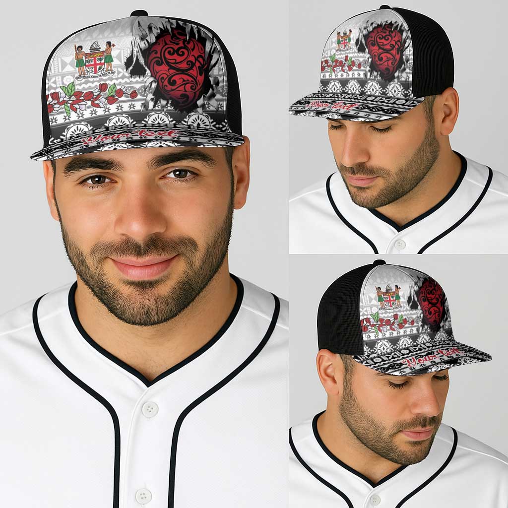 Fiji Heart Tribal Personalised Baseball Net Cap Polynesian Patterns LT9 - Polynesian Pride