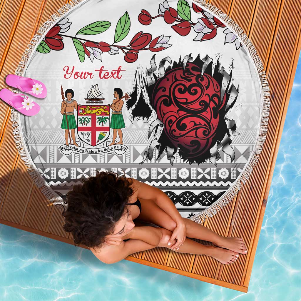 Fiji Heart Tribal Personalised Beach Blanket Polynesian Patterns LT9 - Polynesian Pride