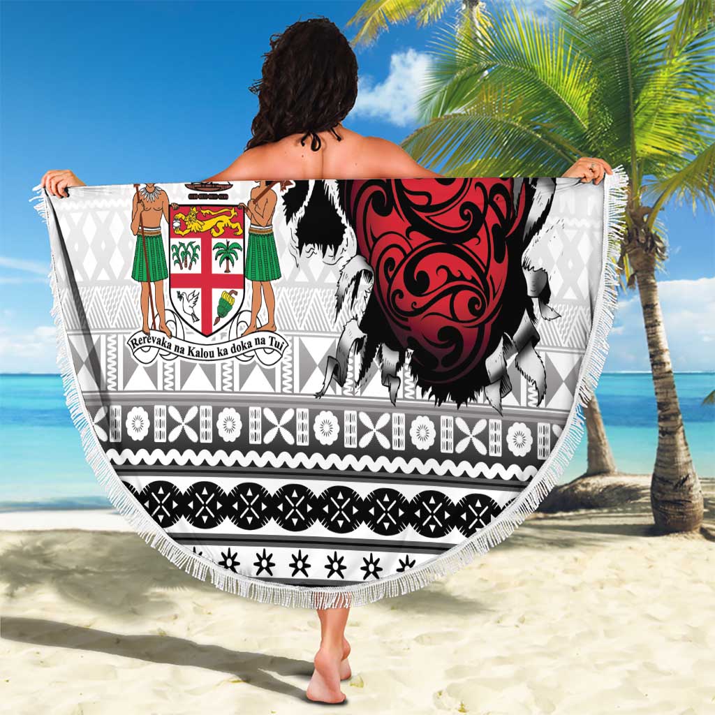 Fiji Heart Tribal Personalised Beach Blanket Polynesian Patterns LT9 - Polynesian Pride