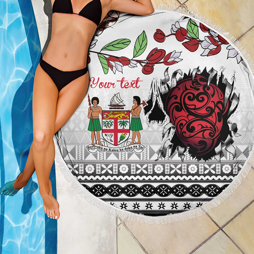 Fiji Heart Tribal Personalised Beach Blanket Polynesian Patterns LT9 - Polynesian Pride