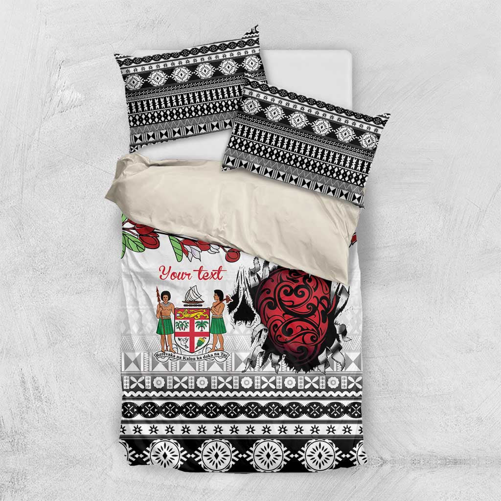 Fiji Heart Tribal Personalised Bedding Set Polynesian Patterns LT9 US Twin 172cm x 218cm White - Polynesian Pride