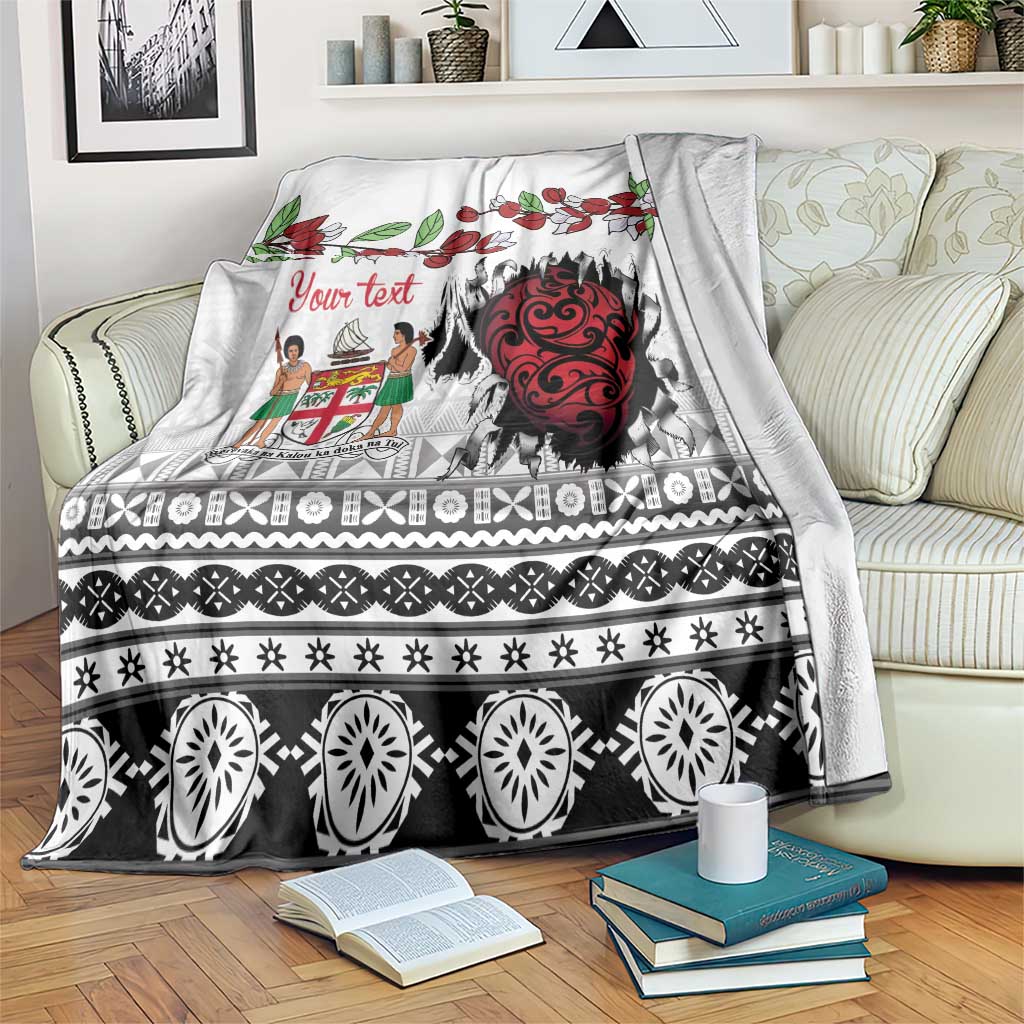 Fiji Heart Tribal Personalised Blanket Polynesian Patterns LT9 White - Polynesian Pride