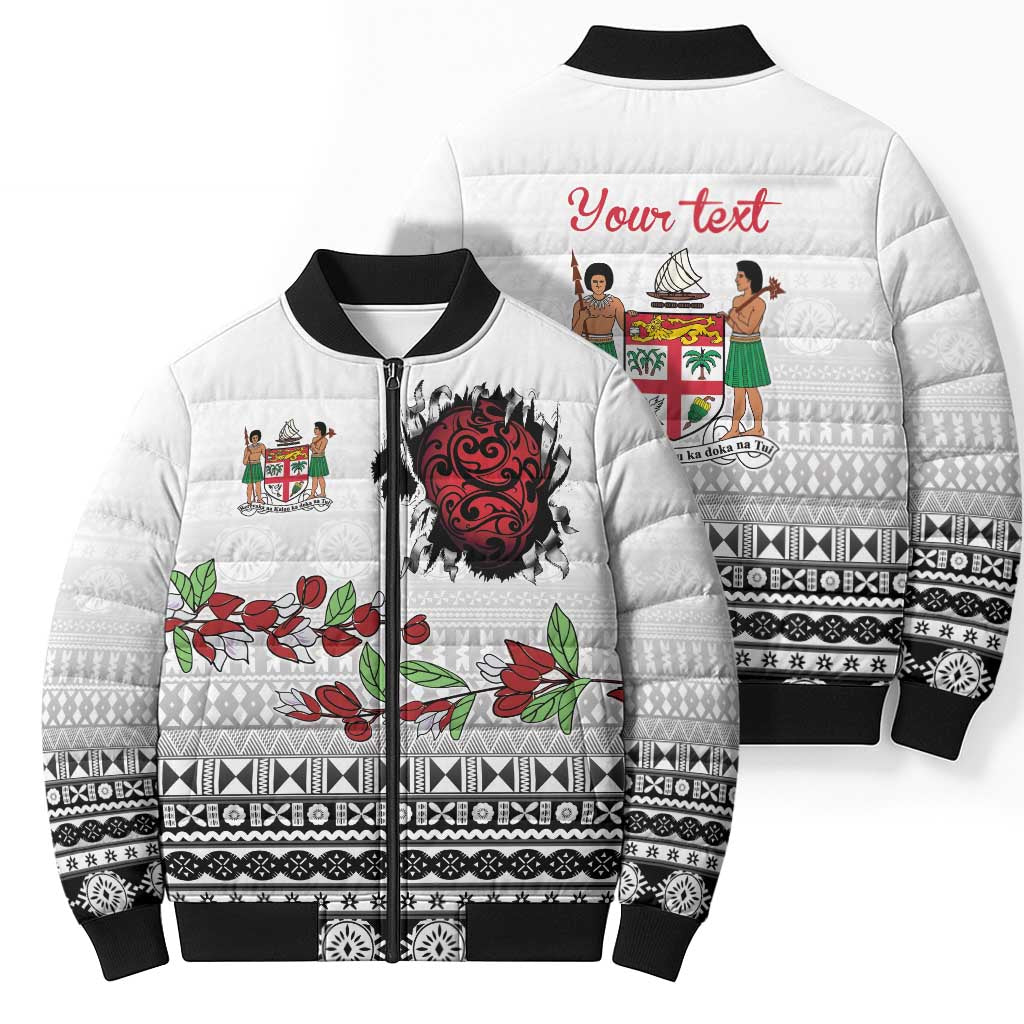 Fiji Heart Tribal Personalised Bomber Puffer Jacket Polynesian Patterns LT9 - Polynesian Pride
