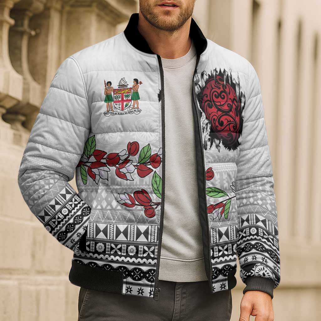 Fiji Heart Tribal Personalised Bomber Puffer Jacket Polynesian Patterns LT9 - Polynesian Pride