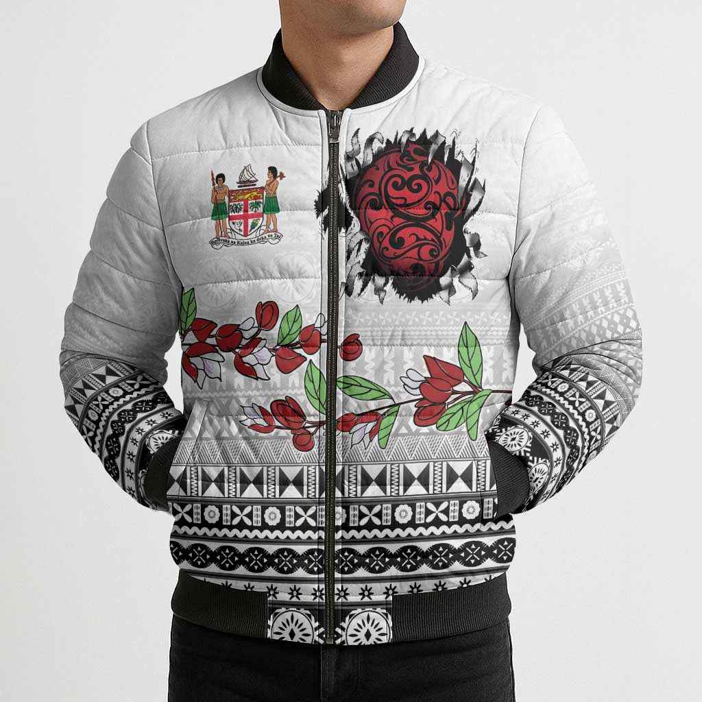 Fiji Heart Tribal Personalised Bomber Puffer Jacket Polynesian Patterns LT9 - Polynesian Pride