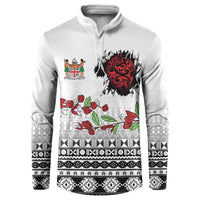 Fiji Heart Tribal Personalised Button Sweatshirt Polynesian Patterns LT9 White - Polynesian Pride
