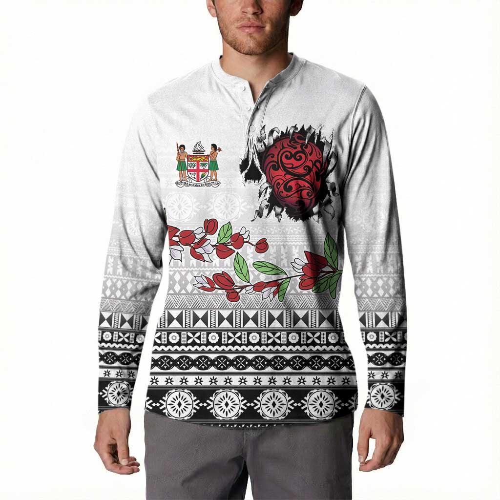 Fiji Heart Tribal Personalised Button Sweatshirt Polynesian Patterns LT9 - Polynesian Pride