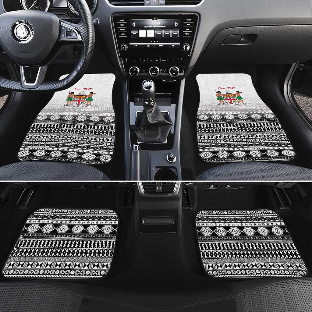 Fiji Heart Tribal Personalised Car Mats Polynesian Patterns LT9 Set 4pcs White - Polynesian Pride