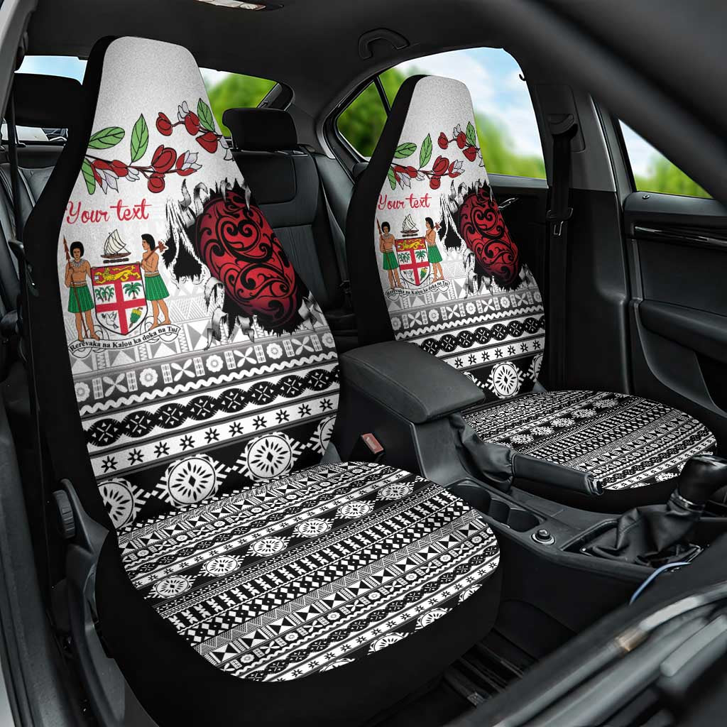 Fiji Heart Tribal Personalised Car Seat Cover Polynesian Patterns LT9 One Size White - Polynesian Pride